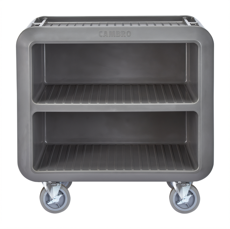 Product image #1 for Cambro Service Cart Pro Medium Bus Cart with 3 Ribbed Shelves, Black Polyethylene