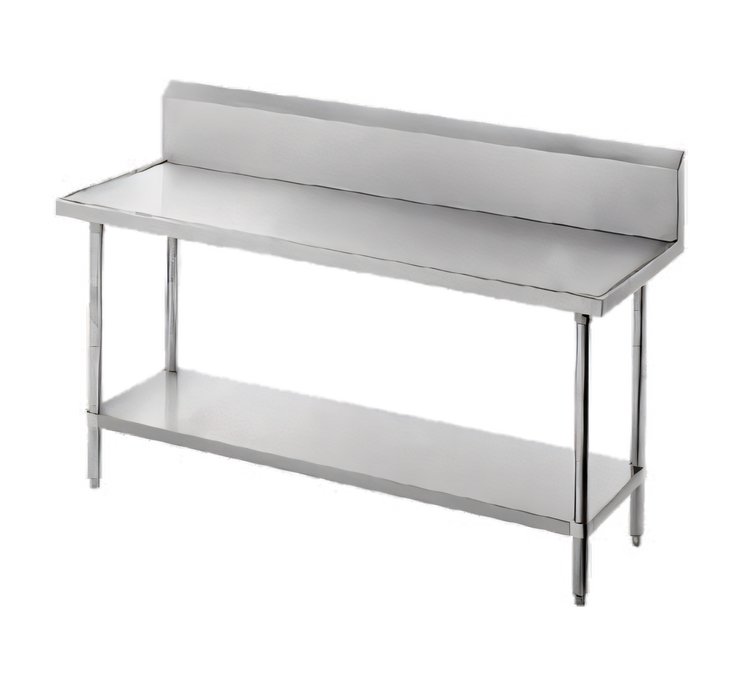 Product image #1 for Advance Tabco 72-Inch 14-Gauge 304 Stainless Steel Work Table with 10-Inch Backsplash and Adjustable Galvanized Undershelf