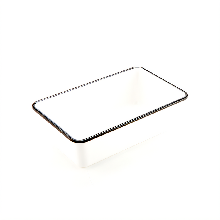 Product image #1 for Endurance Rectangular Melamine Serving Bowl, 64 oz., White with Black Rim