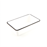 Endurance Rectangular Melamine Serving Bowl, 64 oz., White with Black Rim