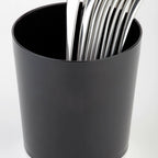 Thumbnail image #1 for Libbey APS Germany - Garbage Bin APS 00020 Table Waste/Cutlery Bin, 44 oz., Round, Stackable, Black SAN with Chrome Bottom