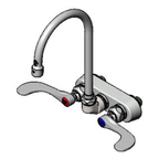 Thumbnail image #1 for T&S Brass B-1146-04 Wall-Mount Workboard Faucet, 4-Inch Centers, 5-3/4-Inch Swivel Gooseneck, Quarter-Turn Cartridges