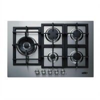 Summit Commercial 29-1/2-Inch 5-Burner Gas Cooktop with Cast Iron Grates and 304 Stainless Steel Surface