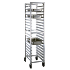 Thumbnail image #1 for New Age 1505 Full-Height Open-Sided End-Loading Aluminum Steam Table Pan Rack, 20-Pan, 3-Inch Spacing, 5-Inch Stem Casters