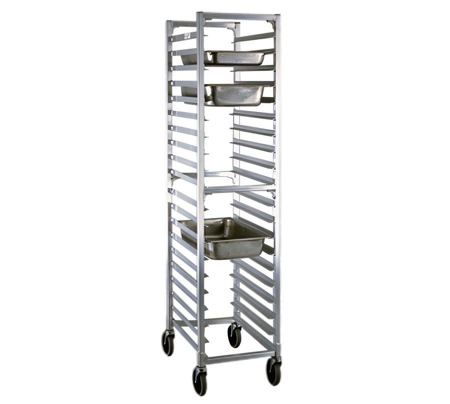 Product image #1 for New Age Full-Height Open-Sided End-Loading Aluminum Steam Table Pan Rack for 20 12-Inch x 20-Inch Pans with 5-Inch Stem Casters