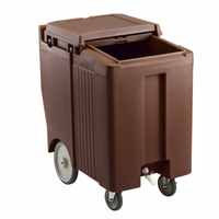 Cambro SlidingLid Tall Mobile Ice Caddy, 175 lb. Capacity, Dark Brown