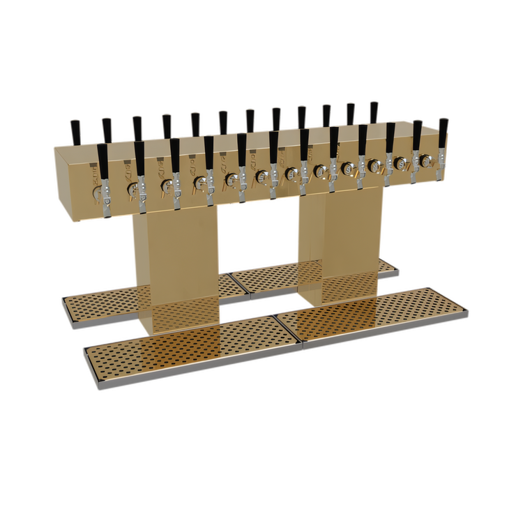 Product image #1 for Glastender Double-Sided 24-Faucet Glycol-Cooled Countertop Draft Dispensing Tower, Polished Brass Finish