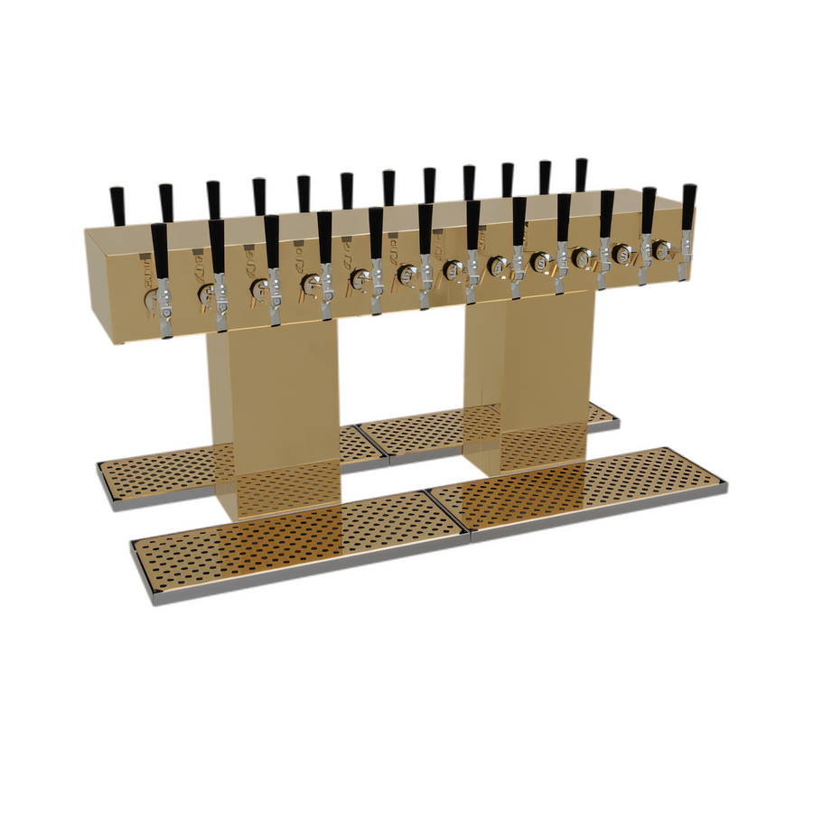 Product image #1 for Glastender Double-Sided 24-Faucet Glycol-Cooled Countertop Draft Dispensing Tower, Polished Brass Finish