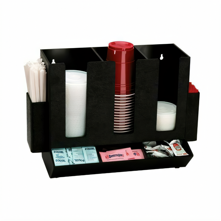 Product image #1 for Dispense-Rite HLCO-3BT 8 Section Countertop Cup, Lid, Straw & Condiment Organizer