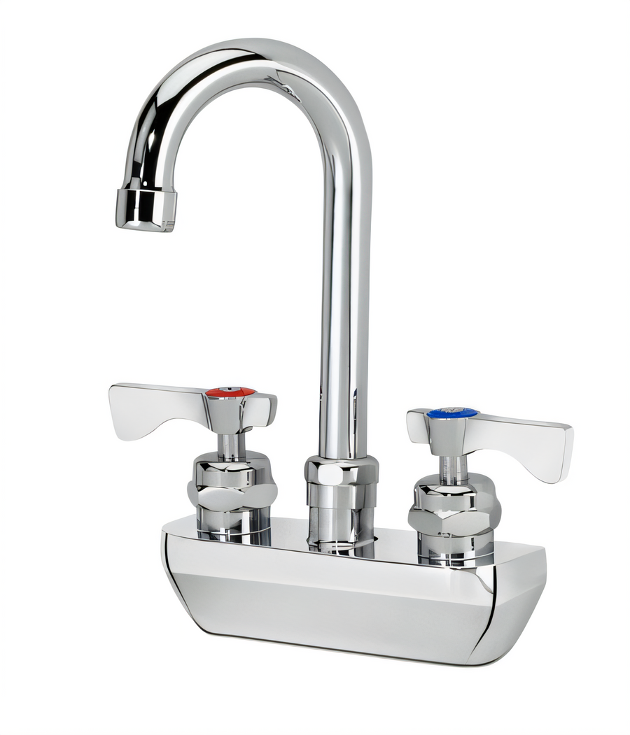 Product image #1 for Krowne Royal Series Splash-Mounted Commercial Faucet with 4-Inch Centers and 3-1/2-Inch Gooseneck Spout
