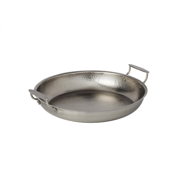 Product image #1 for Hammered Stainless Steel Round Serving Pan with Handles, 144 oz., 15-Inch Diameter