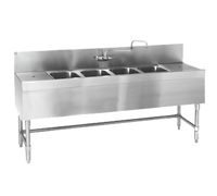 Eagle Group Spec-Bar Four-Compartment Underbar Sink Unit, 66 Inch Wide x 19 Inch Deep, Right Drainboard