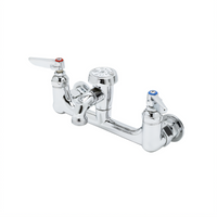 T&S Brass B-0674-POL 8-Inch Wall Mount Service Sink Faucet with Vacuum Breaker Nozzle, Pail Hook and Garden Hose Outlet