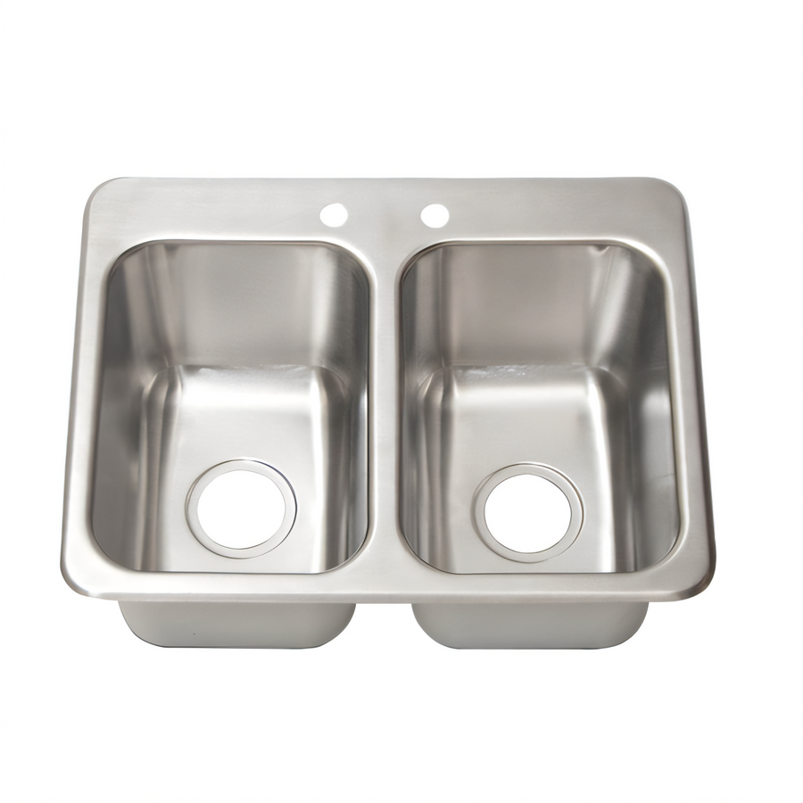 Product image #1 for BK Resources Two-Compartment Drop-In Sink with Basket Drains, 24 x 18-1/2 x 10 Inches, 304 Stainless Steel