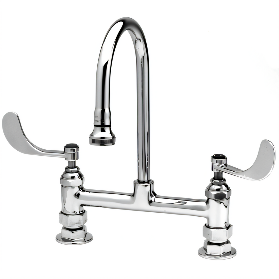 Product image #1 for T&S Brass B-0323-04 Medical Deck-Mount Faucet with Rigid Gooseneck Spout and Wrist Handles