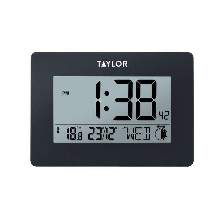 Product image #1 for Taylor Digital Indoor/Outdoor Clock/Thermometer with Calendar and Moon Phase