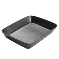 American Metalcraft 92 oz Rectangular Porcelain Casserole Dish, Black Matte Finish