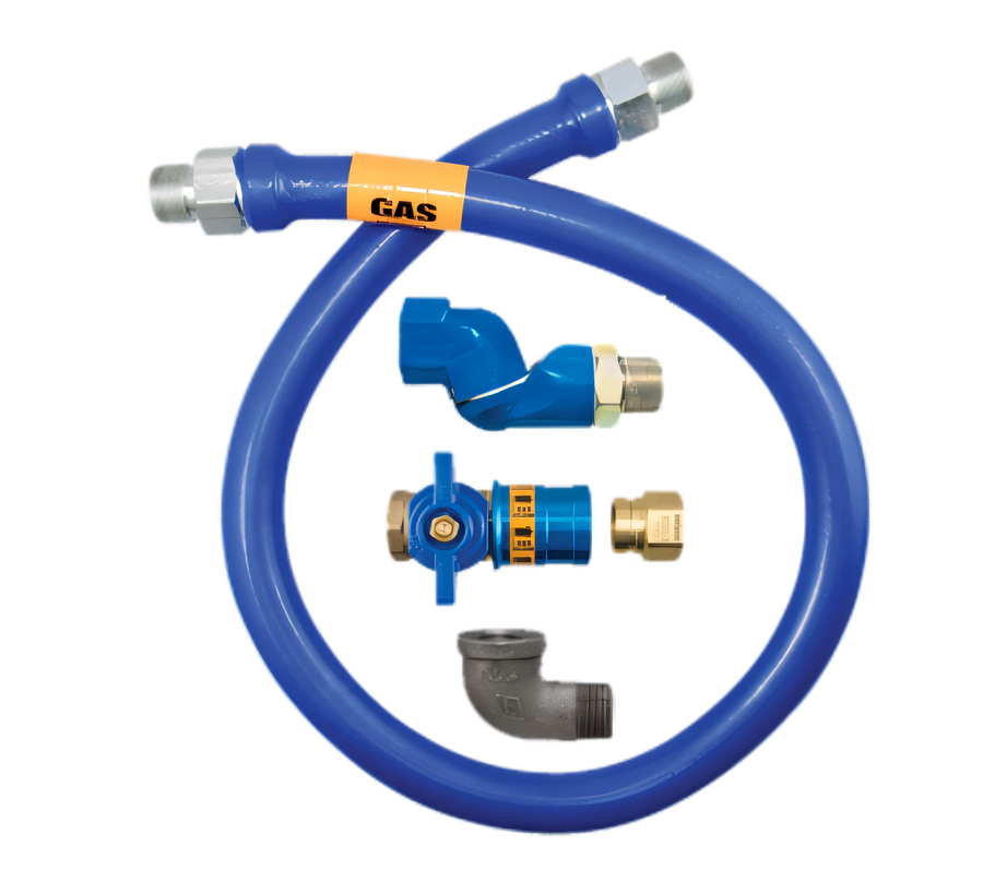 Product image #1 for Dormont Blue Hose 3/4-Inch I.D. 72-Inch Moveable Gas Connector Hose Assembly with Swivel MAX and Safety Quik Quick-Disconnect Valve
