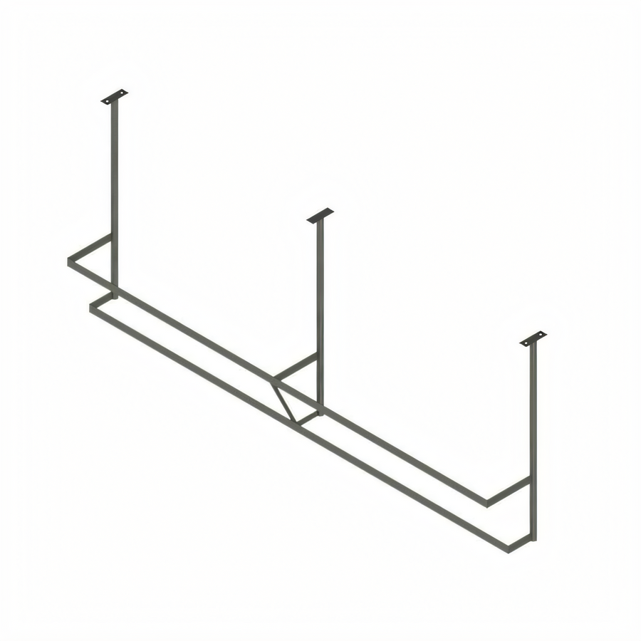 Product image #1 for John Boos Ceiling-Mounted Double-Bar Stainless Steel Pot Rack with 22 Double Hooks, 127-1/4 Inch W x 13-5/8 Inch D x 48 Inch H