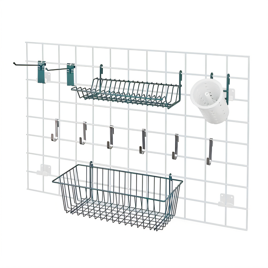 Product image #1 for Quantum Store Grid Shelf Accessory Pack with Basket, Drying Rack, Cylinder Holder, Flatware Cylinder and Hooks