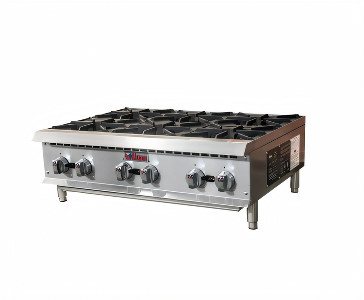 Product image #1 for IKON Cooking 36.5-Inch Natural Gas 6-Burner Commercial Hotplate, 150,000 BTU