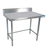 BK Resources 30 Inch x 30 Inch 18 Gauge Stainless Steel Open Base Work Table with 5 Inch Backsplash