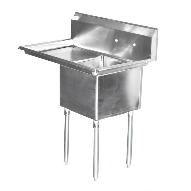 Product image #1 for Serv-Ware Economy Series 1-Compartment 18" x 18" x 12" Stainless Steel Commercial Sink with Backsplash and Legs