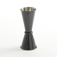 Japanese-Style Black Stainless Steel Jigger with Rolled Edge, 1 oz. x 1-1/2 oz.