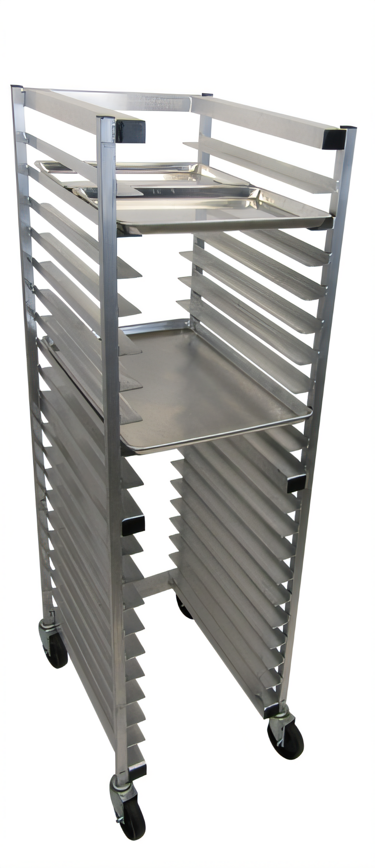 Product image #1 for Channel 20-Pan End-Load Nesting Aluminum Bun Pan Rack with 5-Inch Swivel Casters