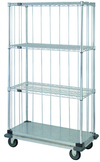 Quantum 4-Shelf Mobile Enclosure Cart, 36 x 18 x 70 Inches, Chrome Plated Finish