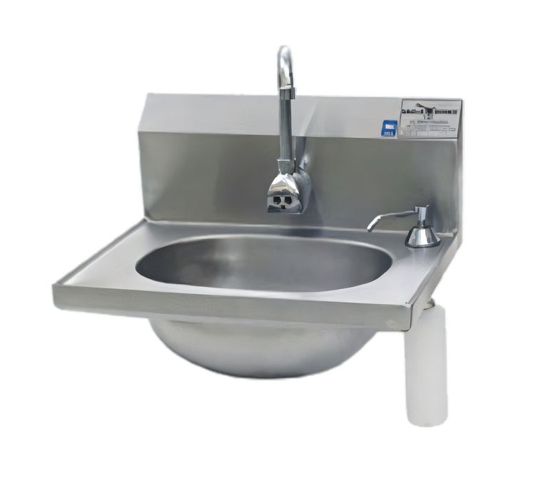 Product image #1 for Eagle Group Wall-Mount Hand Sink with Battery-Powered Electronic Eye Gooseneck Spout, Soap Dispenser, Basket Drain, 304 Stainless Steel