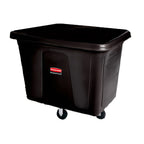 Thumbnail image #1 for Rubbermaid Commercial Products FG461200BLA Mobile Open-Top Cube Truck, 12 Cu. Ft., 400 lb. Capacity, Plastic Body, Metal Frame, Black