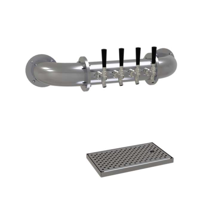 Product image #1 for Glastender 4-Faucet Pipe Wall Draft Dispensing Tower, Wall Mounted, Glycol-Cooled, Stainless Steel
