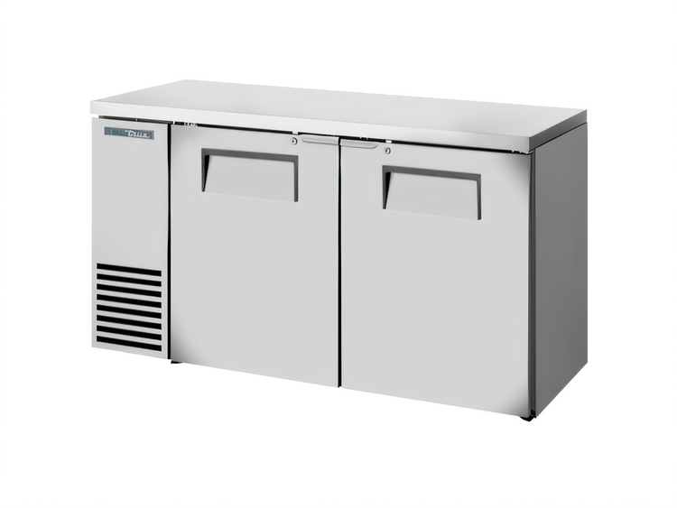 Product image #1 for True 60-1/8 Inch Stainless Steel Two-Section Back Bar Cooler with Solid Locking Doors