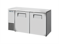 True 60-1/8 Inch Stainless Steel Two-Section Back Bar Cooler with Solid Locking Doors