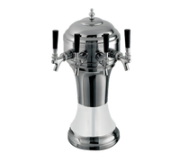 Perlick Roma Countertop 4-Faucet Glycol-Cooled Draft Beer Tower with Polished Chrome Body and White Ceramic Skirt