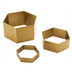 Thumbnail image #1 for American Metalcraft Gold Hexagon Geo Buffet Riser Set of 3