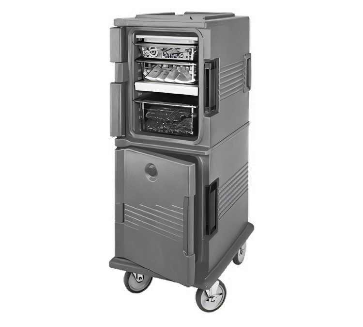 Product image #2 for Cambro Ultra Camcart® H-Series Front-Loading Heated Food Pan Carrier, Heated Top Door Only, 2-Compartment, 110V, Slate Blue