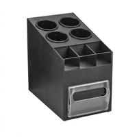 Black ABS Countertop Napkin Dispenser/Organizer with 100-Napkin Capacity