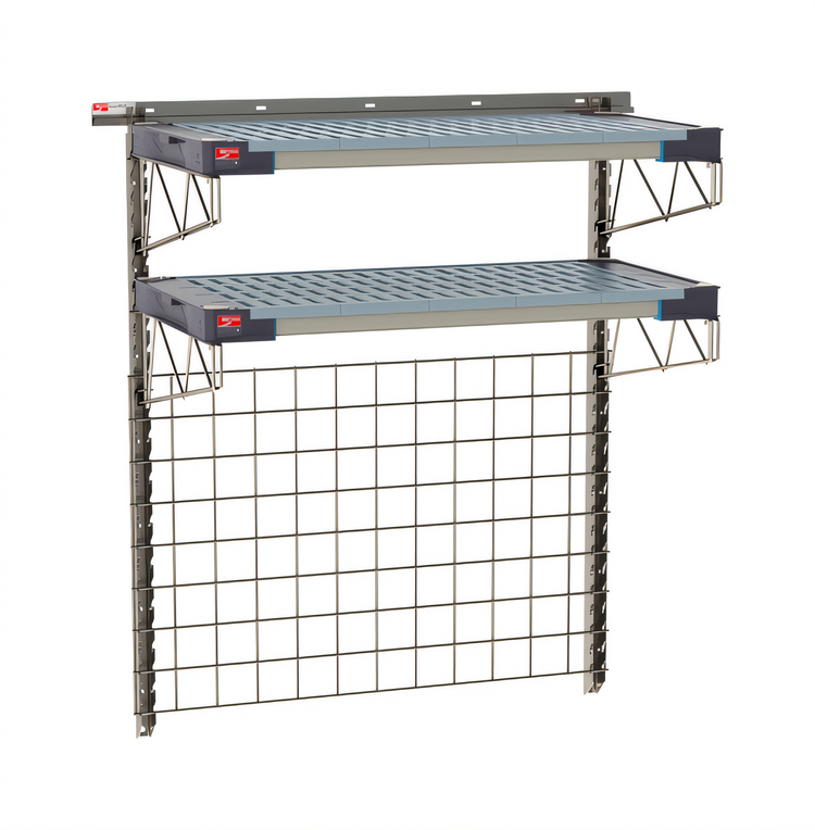 Product image #1 for Metro SmartWall Life Wall-Mounted Station Base Kit with 24 x 36 Wire Grid and Two 18 x 36 MetroMax 4 Grid Mat Shelves