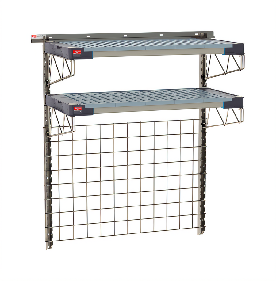 Product image #1 for Metro SmartWall Life Wall-Mounted Station Base Kit with 24 x 36 Wire Grid and Two 18 x 36 MetroMax 4 Grid Mat Shelves
