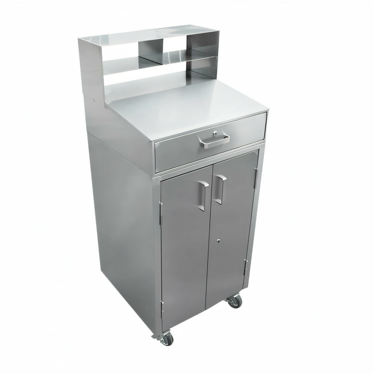 Product image #1 for 24-Inch Stainless Steel Mobile Receiving Desk with Sloped Top and Lockable Storage
