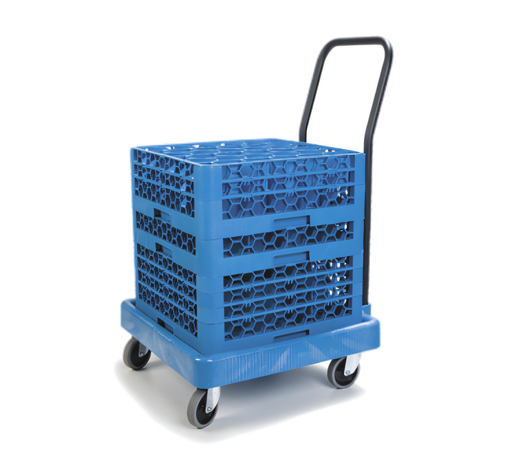 Product image #1 for OptiClean Blue Polypropylene Glass Rack Dolly with Push Handle, 350 lb Capacity