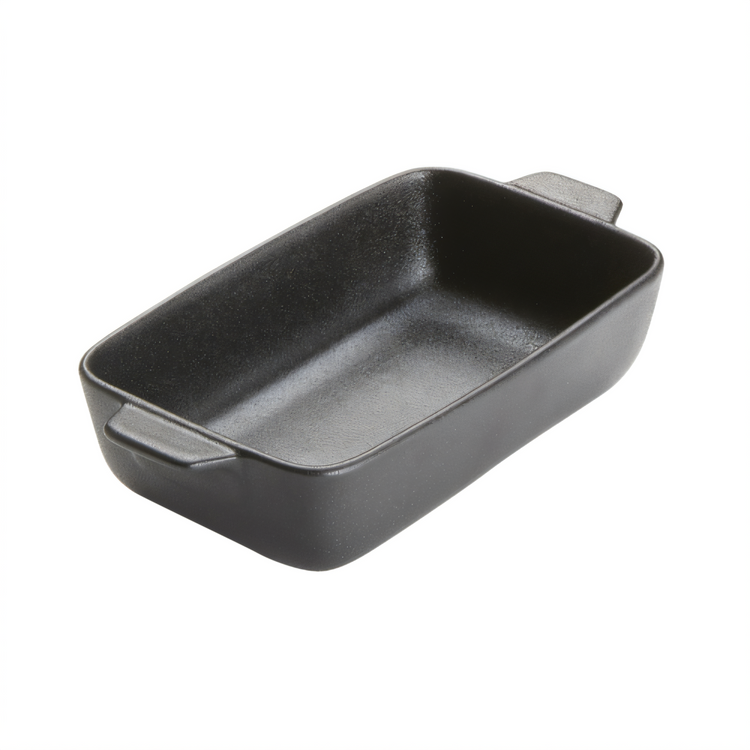 Product image #1 for American Metalcraft Rectangular Porcelain Casserole Dish with Handles, 20 oz., Black Matte Finish