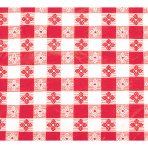 Product image #1 for Winco 52" x 90" Rectangular Red Checkerboard Vinyl Tablecloth with Cotton Lining
