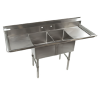 Klinger's Trading 68-Inch Economy 2-Compartment Stainless Steel Sink with Dual Drainboards