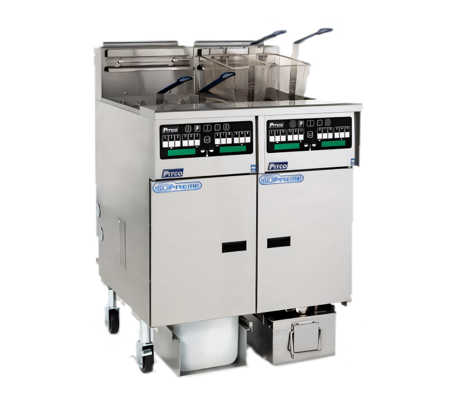 Product image #1 for Pitco Solstice Supreme Reduced Oil Volume Gas Countertop Fryer with Split Frypot, 2 x 17 lb Tanks, Computer Controls, and Built-In Filter Drawer System