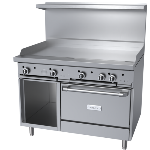 Product image #1 for Garland G Starfire Pro 48-Inch Gas Restaurant Range with 5/8-Inch Griddle, Convection Oven and Storage Base