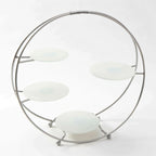Thumbnail image #1 for American Metalcraft SRS4 Round Four-Tier Buffet Stand with Built-In Glass Plates, Silver Steel Frame