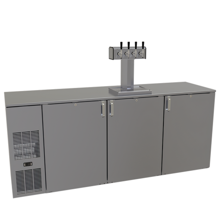 Product image #1 for Glastender One-Zone Front-Serviced Bar Profile Draft Dispensing Cooler, 84 Inch, 3-Section, 20-Inch Door Opening